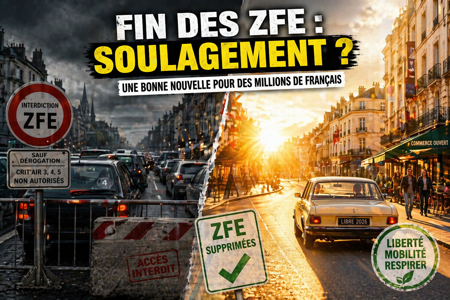Fin des ZFE en France 2026 – liberté de circulation retrouvée pour les véhicules anciens